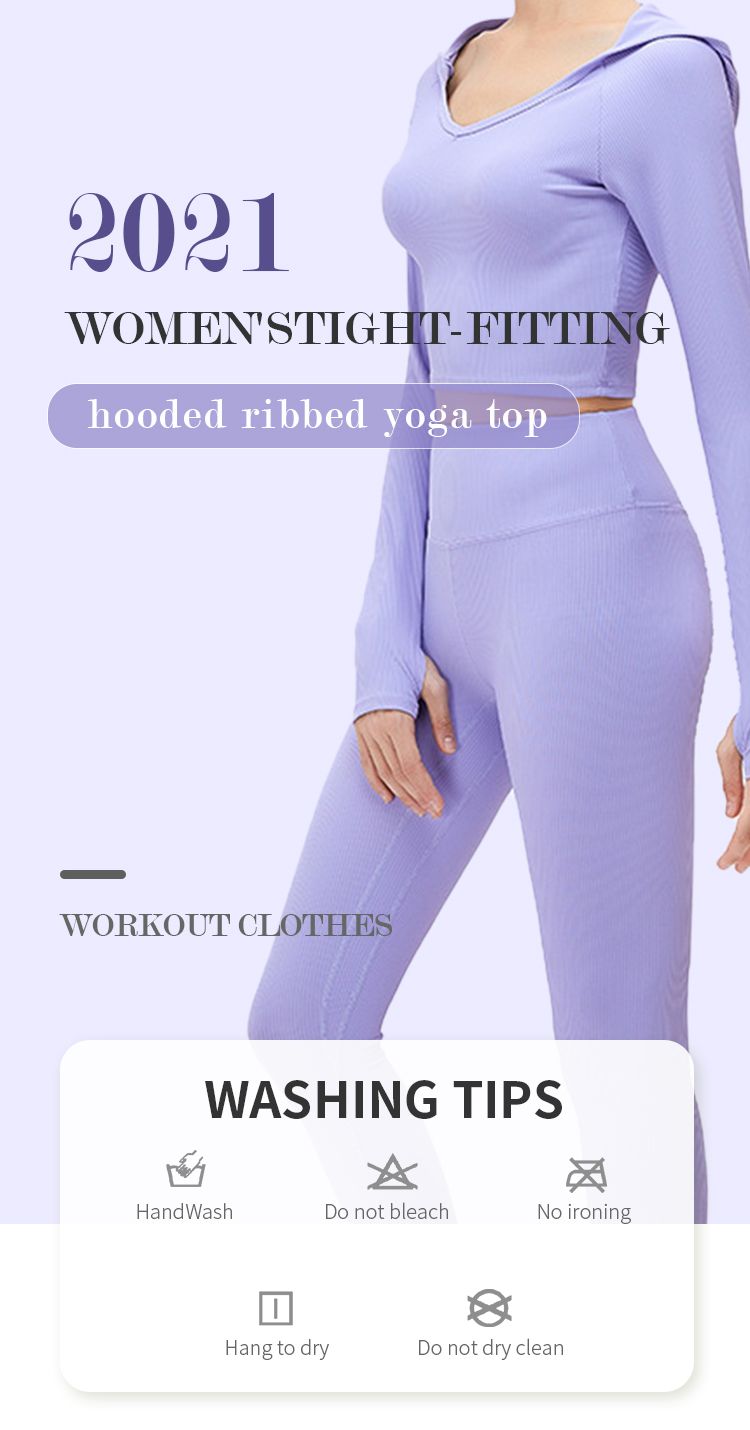 Tight-fitting Hooded Ribbed Yoga Top