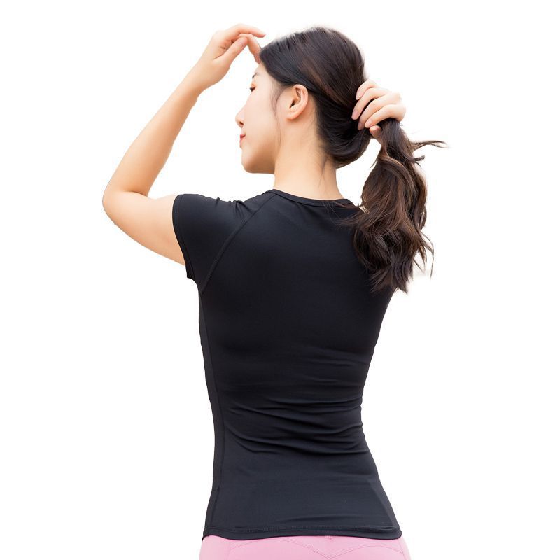 Women's Tight Stretch  Yoga Sports Short-sleeved T-shirt