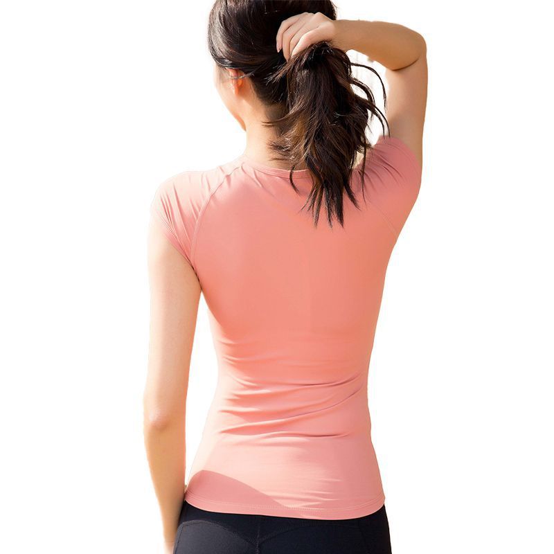 Women's Tight Stretch  Yoga Sports Short-sleeved T-shirt